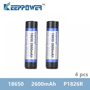

4 pcs Original keeppower 2600mAh 18650 P1826R protected li-ion rechargeable battery Max 15A discharge drop shipping