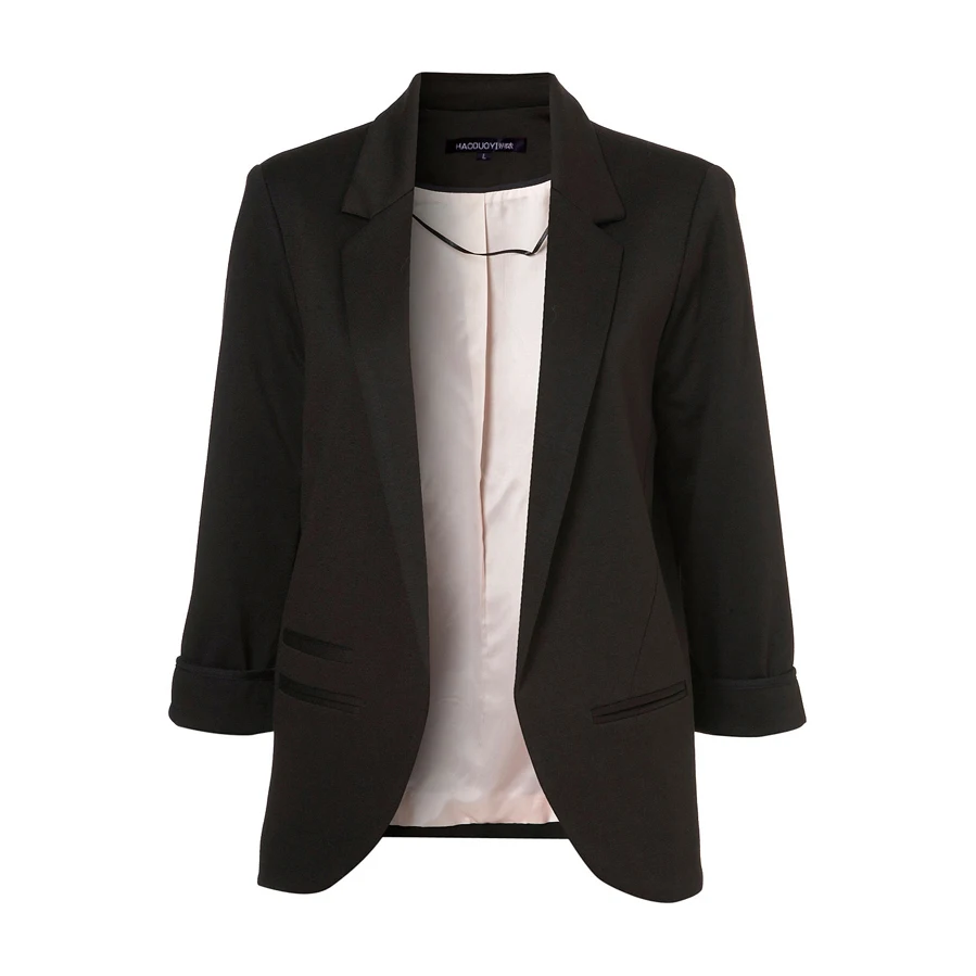 Domoda haoduoyi осень 2017 г. модные женские туфли 7 цветов Slim Fit Blazer Куртки зубчатый три