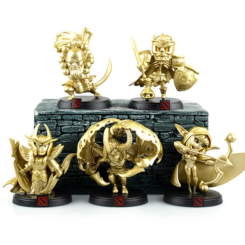 

5pcs/lot Dota 2 figurines hero toy Ynrnero Jugg 2016 New Gold limited edition Dota 2 action figure game doll party supply decor