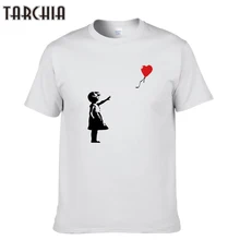 TARCHIA/Новое поступление, футболка, хлопковые топы, футболки kcco, с воздушным шаром, для девочек, Бэнкси, для мужчин, с коротким рукавом, для мальчиков, повседневная, homme, футболка, плюс мода