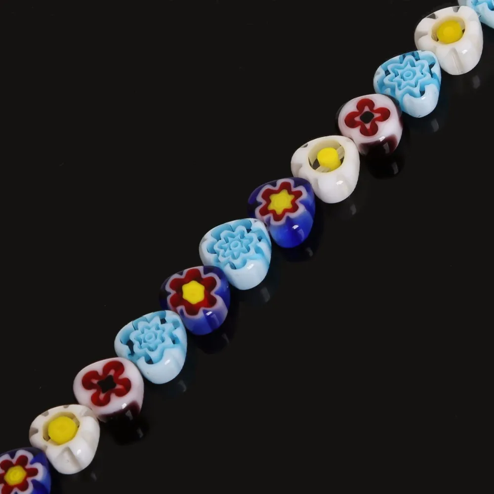Красивые стеклянные бусины в форме сердца Millefiori с цветком из лэмпворк 3 5 мм для