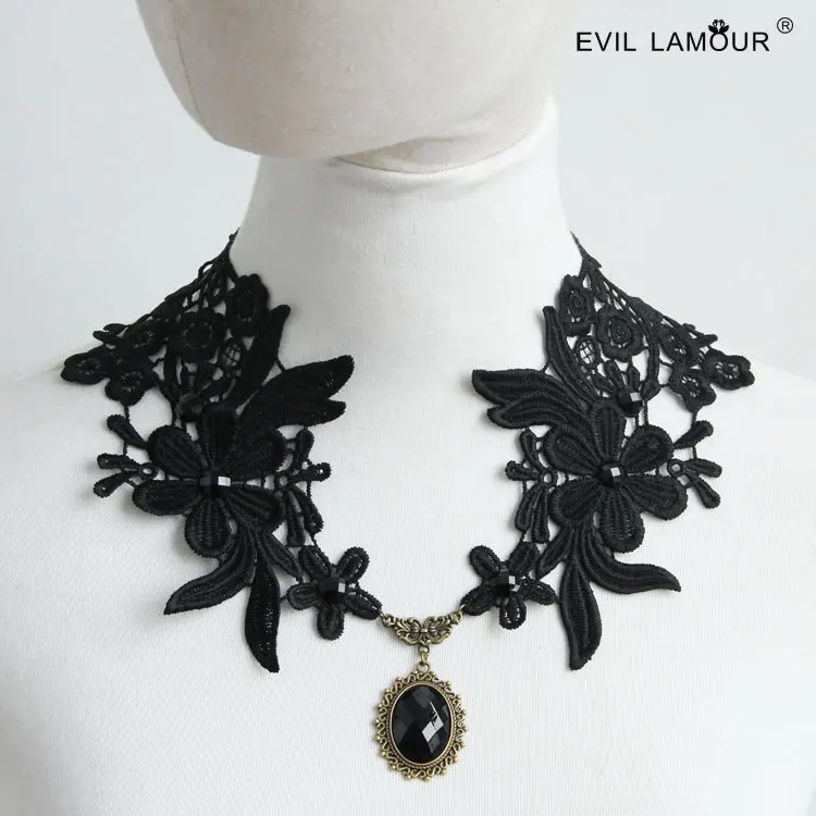 

Vintage Bohemia Gothic Punk Bead Choker Necklace Collar Women Jewelry Accessories Fashion Black Lace Necklaces 2015 Brand JL-238