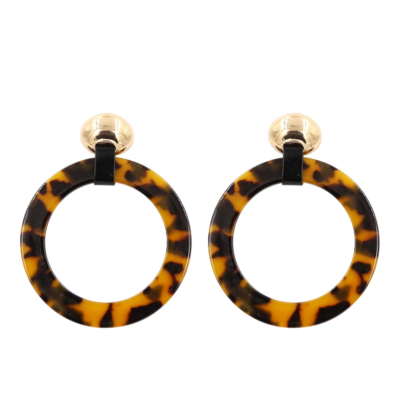 

Tortoiseshell Resin Earrings For Women Handmade Leopard Big Acrylic Earring Vintage Geometric Drop Earings pendientes
