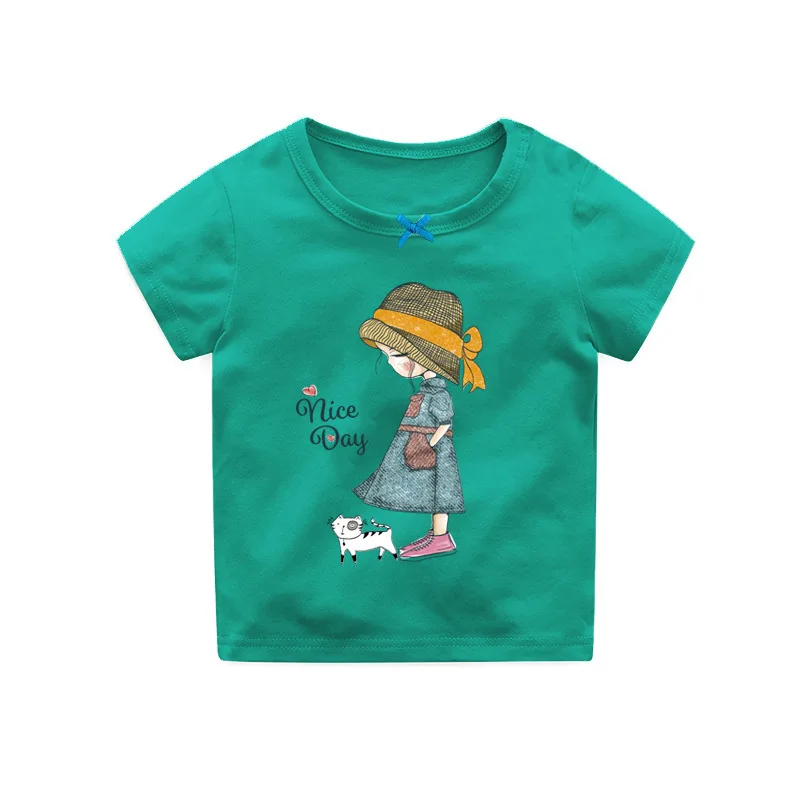 HI& JUBER/ г. Новые футболки для маленьких девочек Летняя футболка с короткими рукавами и рисунком для малышей Топы, Детская Хлопковая одежда для девочек, топы