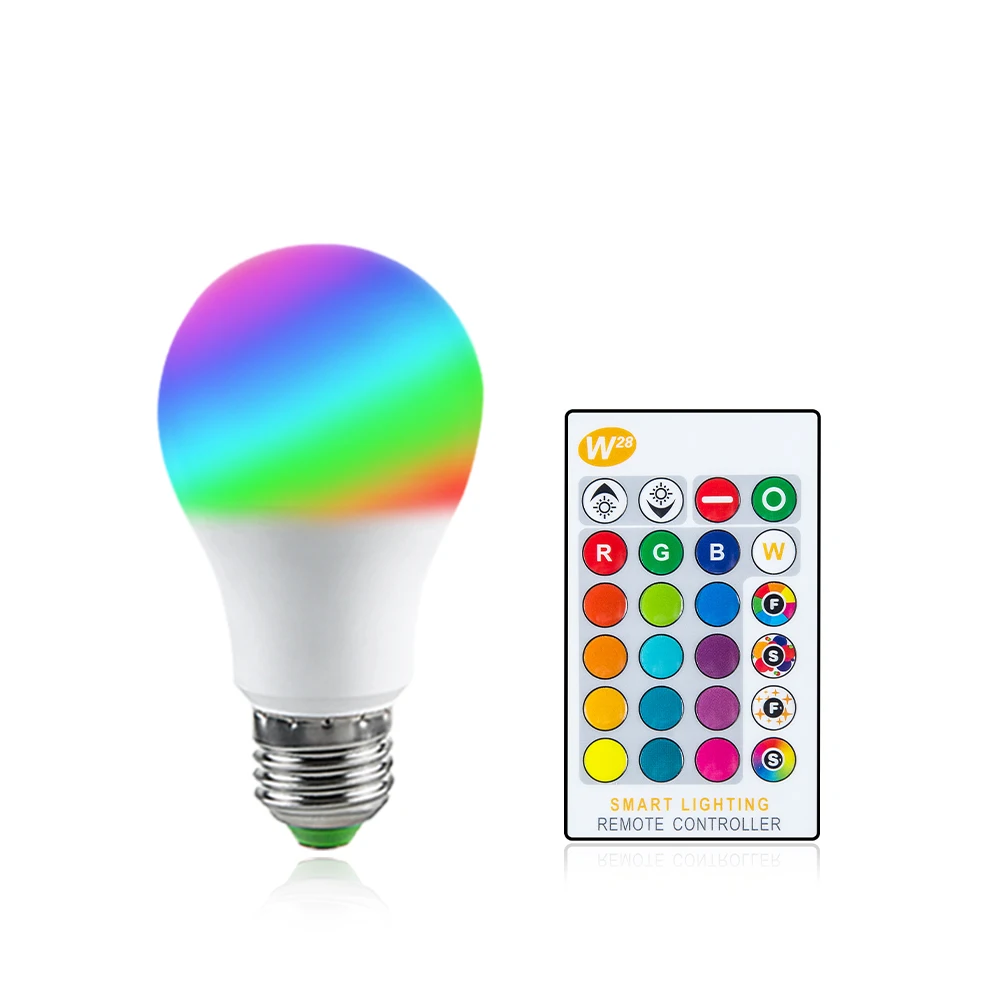 

LED RGB Bulb E27 5W 10W 15W RGBW 16 Color IR Remote Control GU10 LED Lamp AC90-240V Dimmable Bulb Remote Control Memory