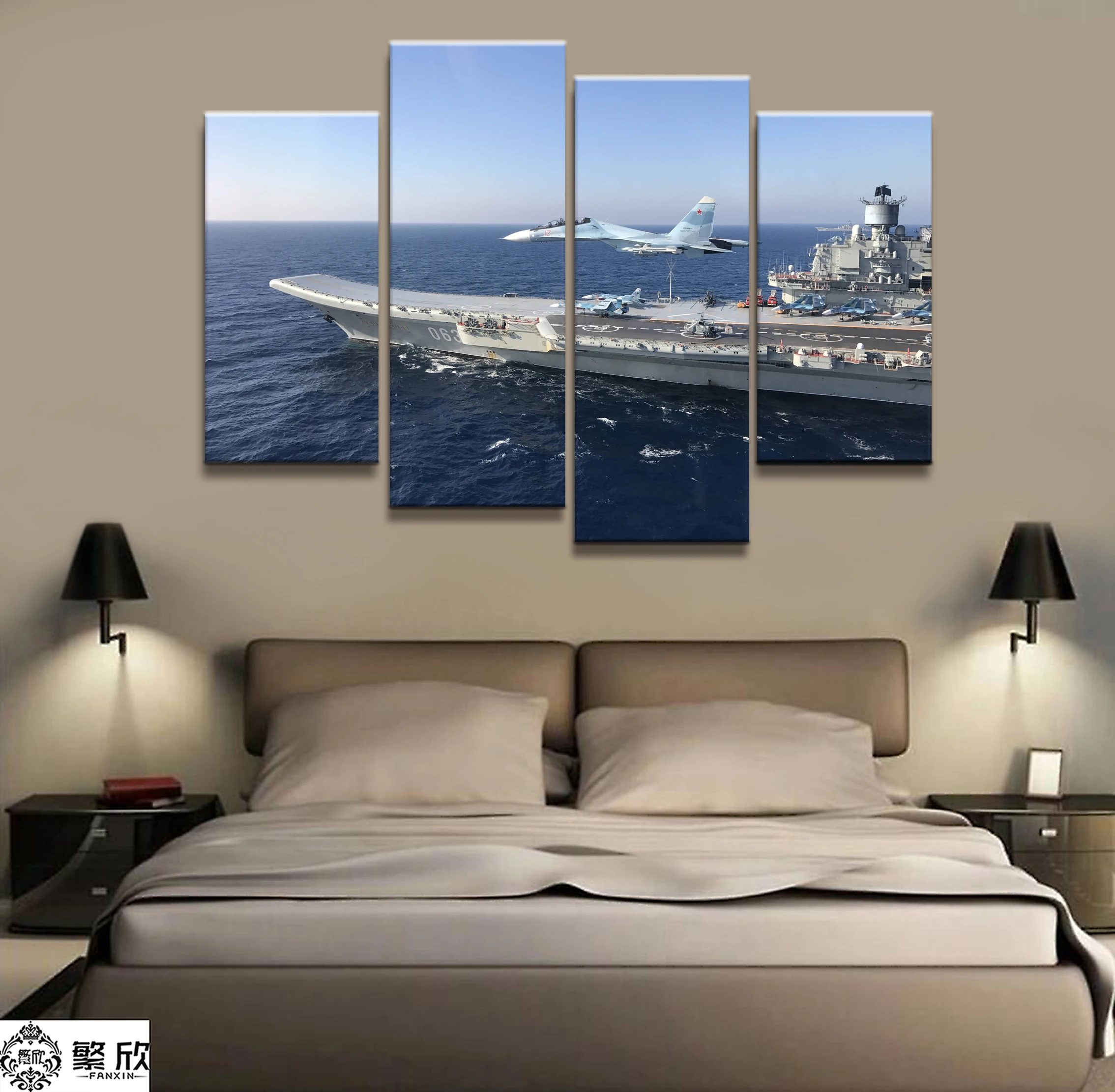 

Home Decor Modular Canvas Picture 5 Piece Military Aircraft Carrier Painting Art Poster Wall For Home Canvas Painting Wholesale
