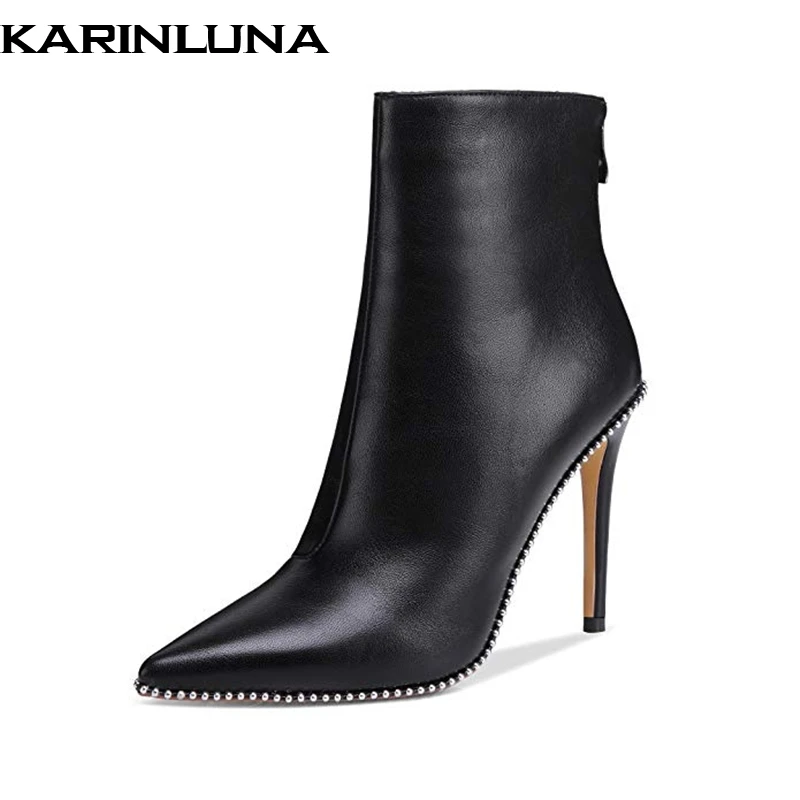 Cremallera Zapatos Tacón Alto Puntiagudo Mujer Fiesta Dedo 2019 Negro Mujeres Pie Diseño Sexy Tamaño Karinluna Plus Del Botas De 43 Marca v4HSPwqH