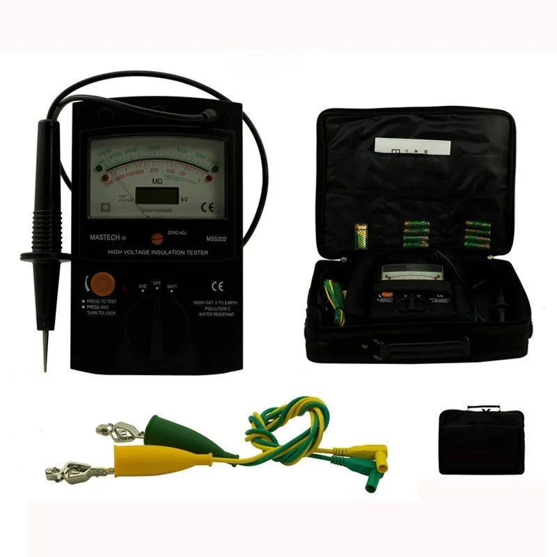 

2017 MASTECH MS5202 Digital/Analogue/Dual Display/Pointer Megger Megometro Insulation Resistance Tester Max to 2500V 100000 Mohm