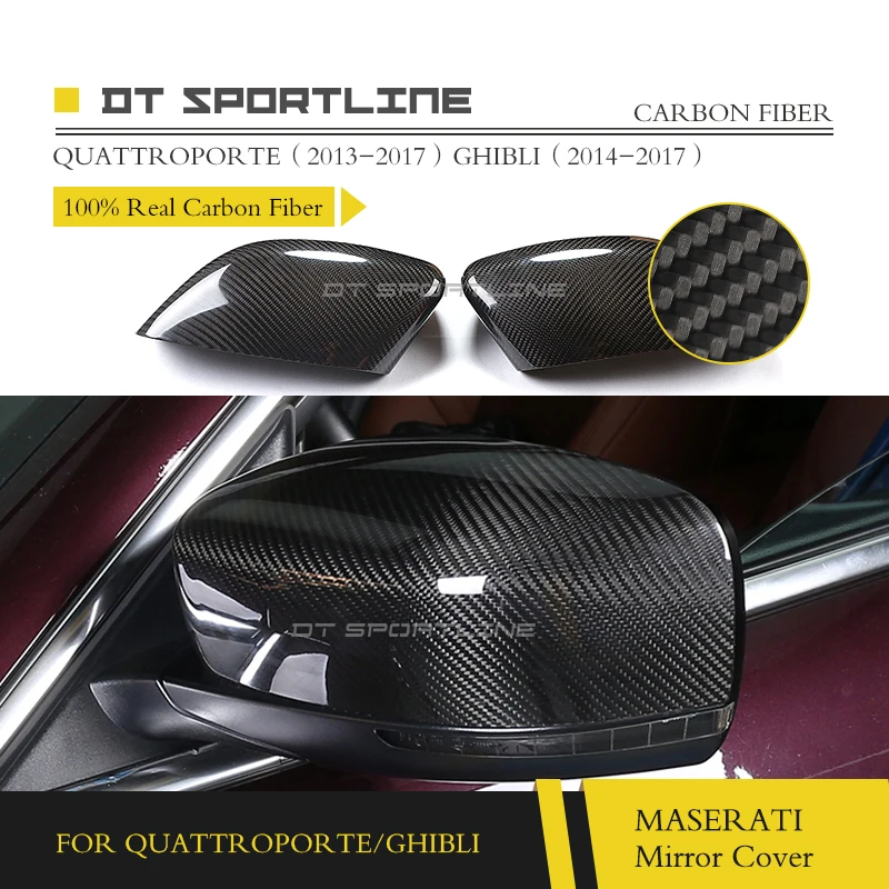

Real Carbon Fiber Car Styling Mirror Cover Mirror Caps 2013+ Add-on door side caps For Maserati for Ghibli for Quattroporte
