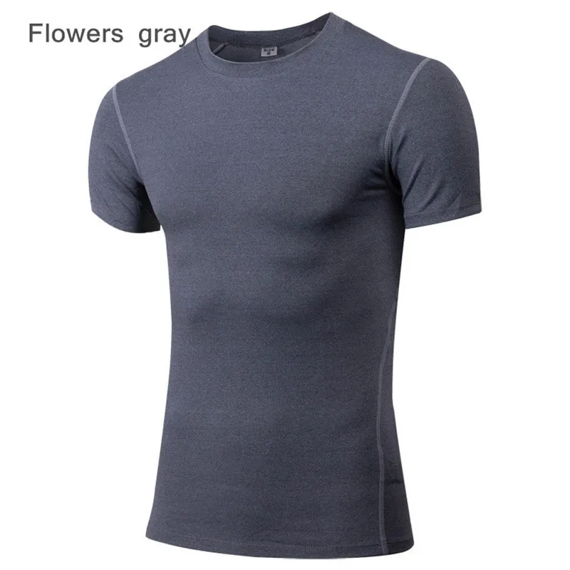 Мужская спортивная футболка, тренировочная одежда, облегающая футболка с короткими рукавами, беговая дорожка, эластичная Влагоотводящая футболка
