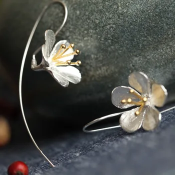

Fashion 925 Sterling Silver Long Flower Earrings Tassel Earrings Jewelry Jewelry Pendientes Mujer Moda orecchini