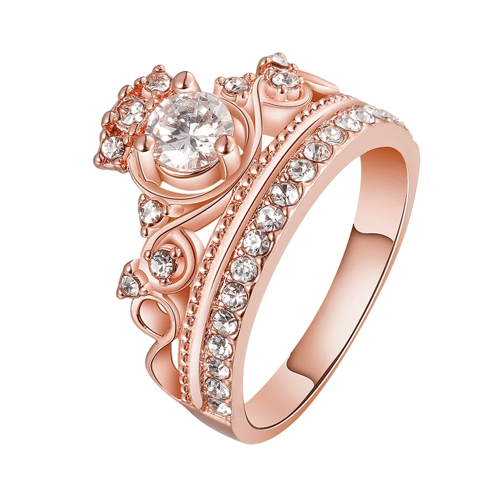 

Exquisite Crown Shaped Ring Rose Gold Color R678-B Wholesale High Quality Nickle Free Antiallergic New Fashion Jewelry Ring