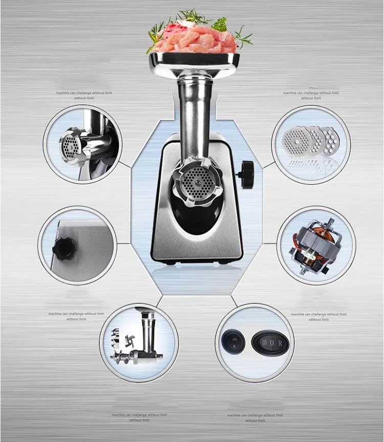 HomeWaren Multi-function Electric Stainless Steel Meat Grinder Ground Sausage Fruits and Vegetables | Бытовая техника