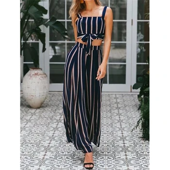 

Summer Women Outfits Set Sexy Womens Crop Top Pants Two Piece Set Womens Clothing Ladies Set Clothes Clubwear Lace Up Woman Sets