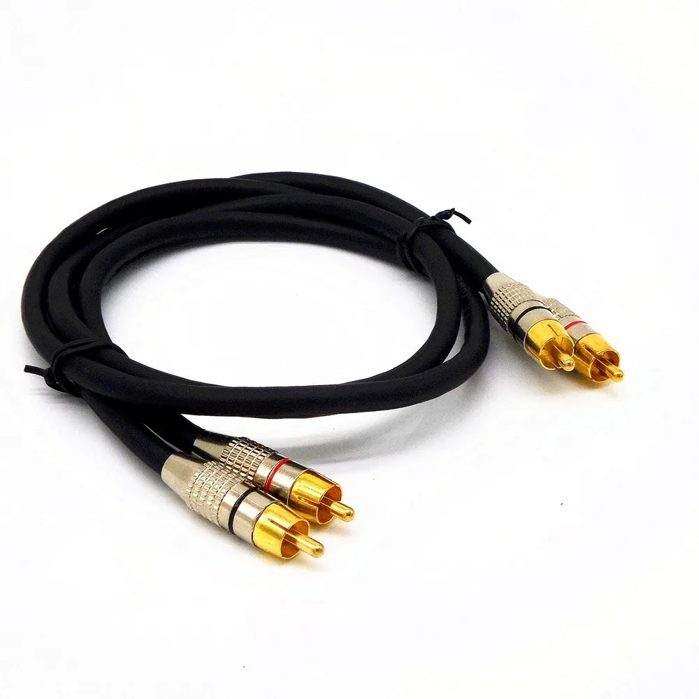 high quality shielding signal interference 2RCA Male Audio Cable Gold