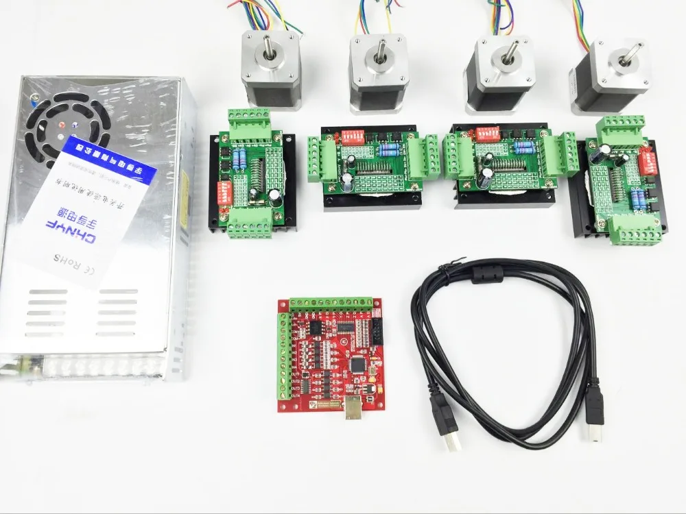 Комплект контроллера шагового двигателя CNC mach3 USB 4 драйвера TB6560 + плата шт. nema17