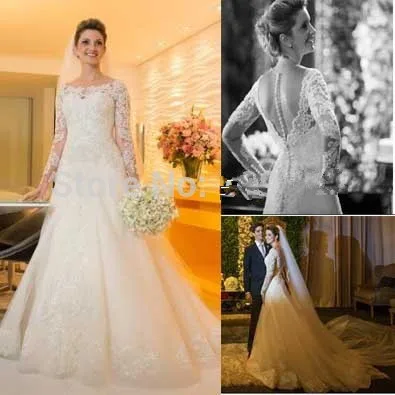 С длинным рукавом Кружева See Through Назад Vestido де Novia 2018 бисероплетение-line пикантные Vestidos De Casamento для матери невесты платья