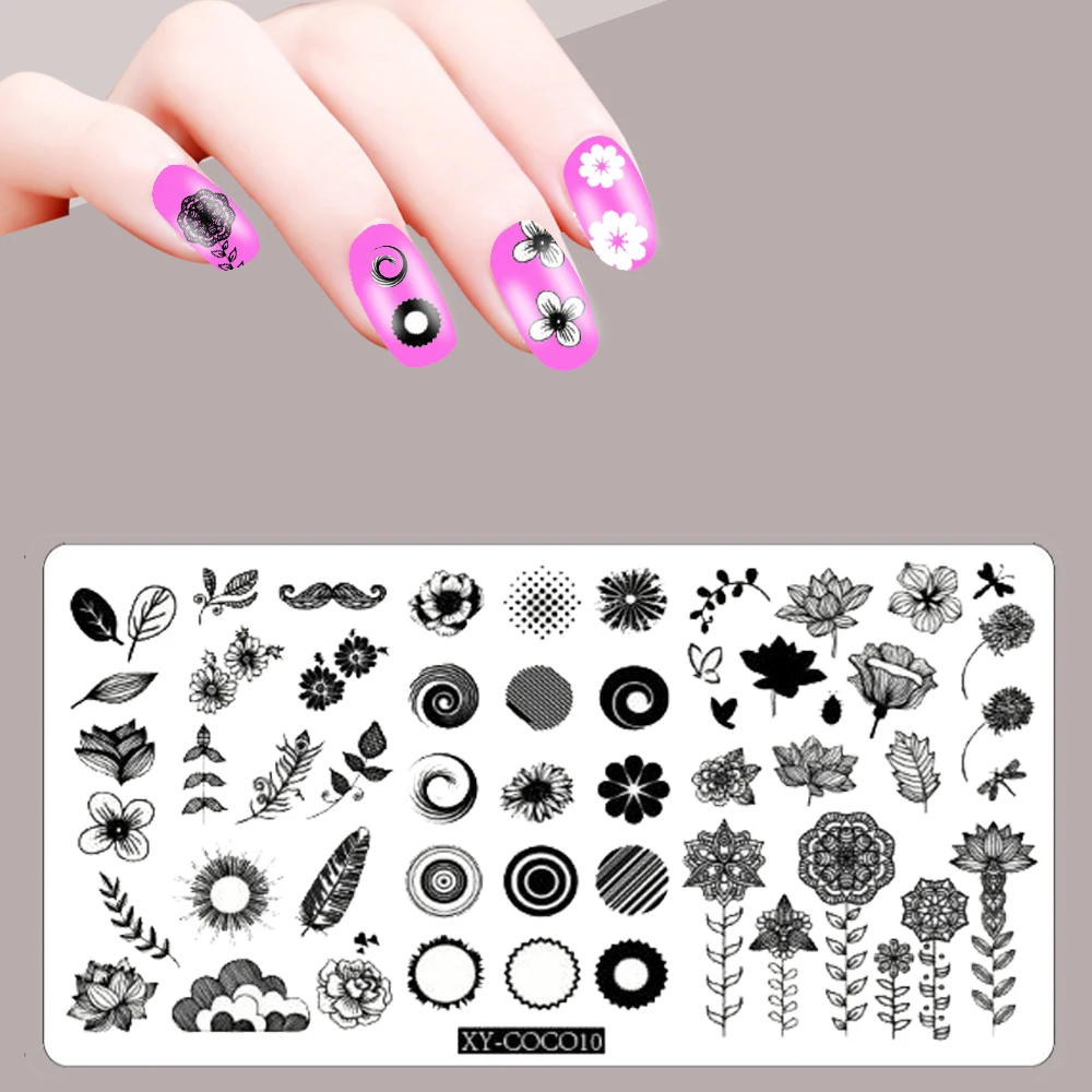 

14*7.5cm Big Stainless Steel Nail Stamping Plates Image Plate Butterfly Smiley Flower Face Valentine's Day DIY Nail Art Stamp