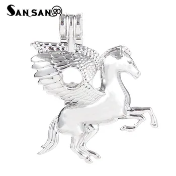 

5 Pcs Alloy Pendants Jewelry Making Locket Pearl Cage Pendant DIY Essential Oil Diffuser Bracelets Charms Silver Plated Color