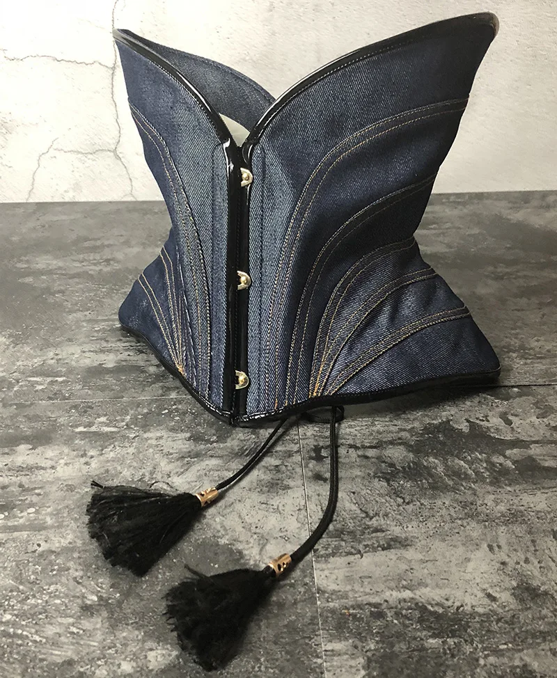 Blue Jean New Design Steel Boned Underbust Corset (14)