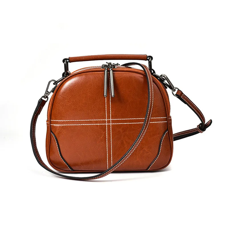 

2019 New Genuine Leather Top-handle Handbag Women Crossbody Shoulder Bag Women's Cowhide Messenger Bags Fashion Style