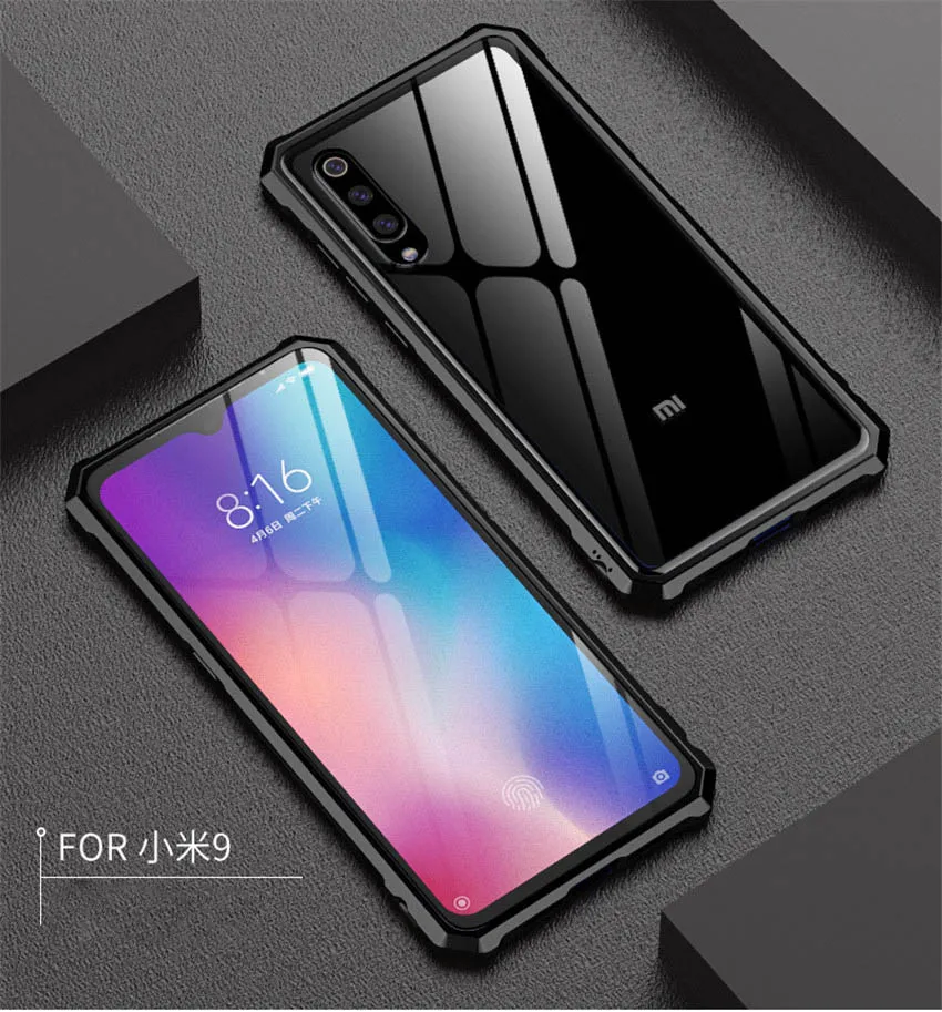 For Xiaomi Mi 9 Case Metal Bumper Glass Back Cover For Xiaomi 9 mi9 Transparent Tempered Glass Phone Case (18)