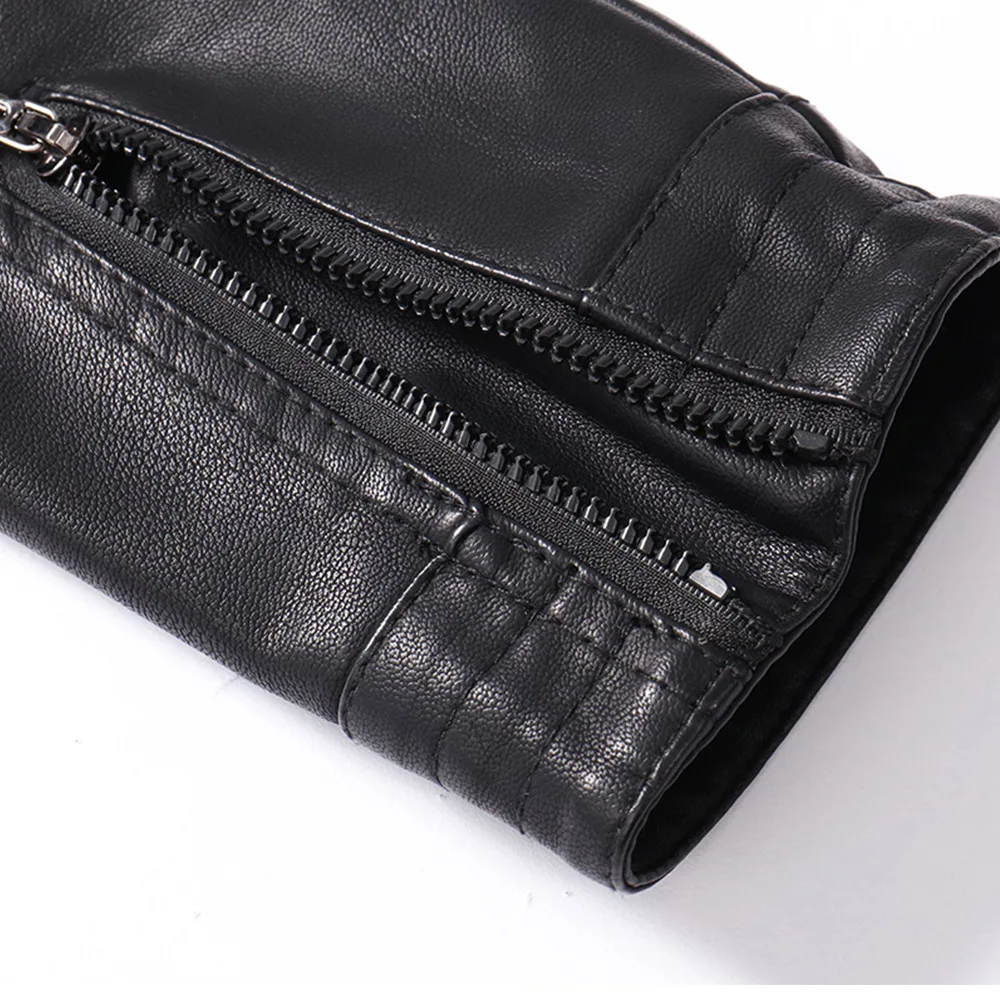 CVETO Spring Autumn Winte Men's Leather Jackets Slim Fit Faux Leather Jacket Casual Coats Stand Collar Men PU Leather Large Size CVETO Spring Autumn Winte Men's Leather Jackets Slim Fit Faux Leather Jacket Casual Coats Stand Collar Men PU Leather Large Size