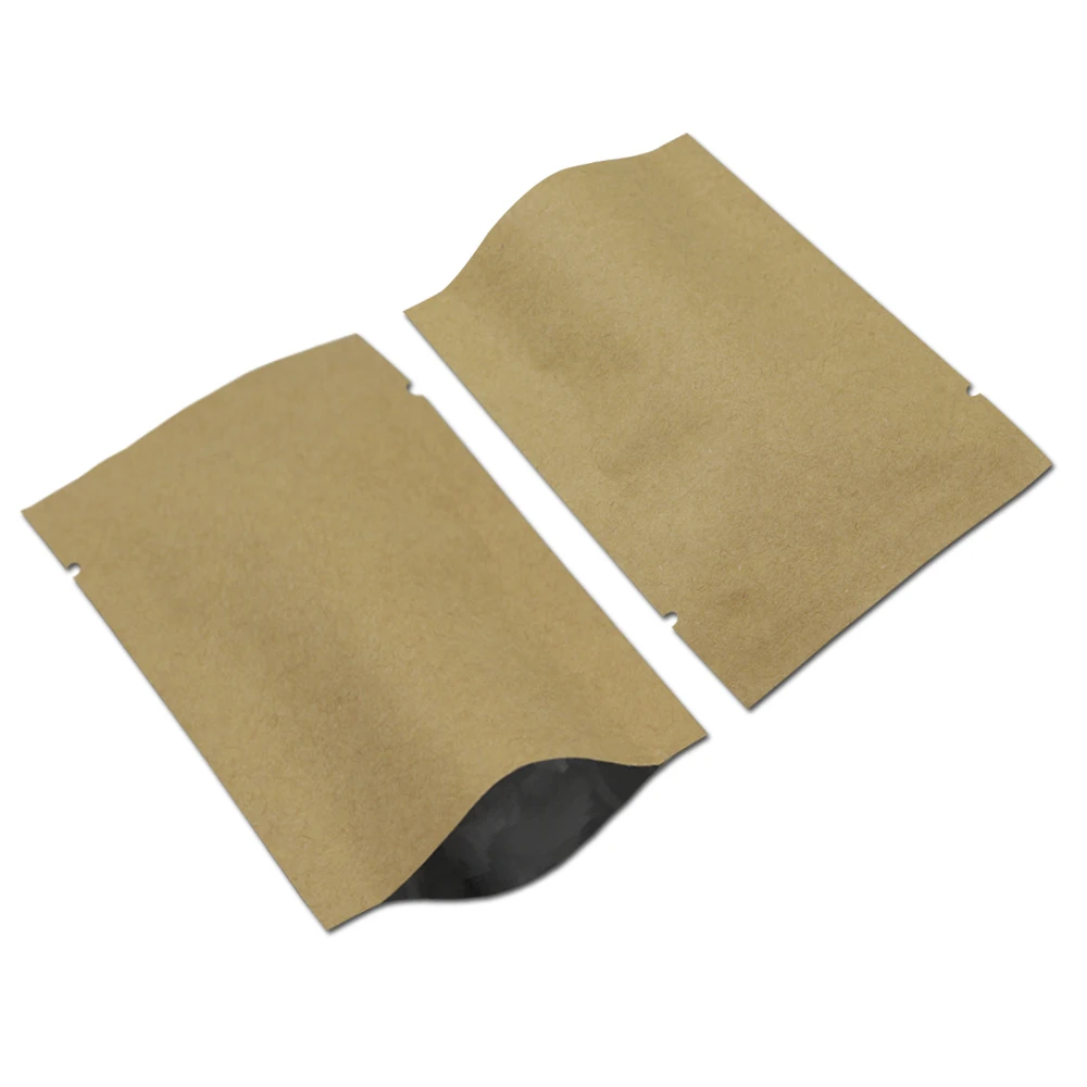 Wholesale 10*15cm Heat Seal Top Open Kraft Paper Mylar Foil Packaging