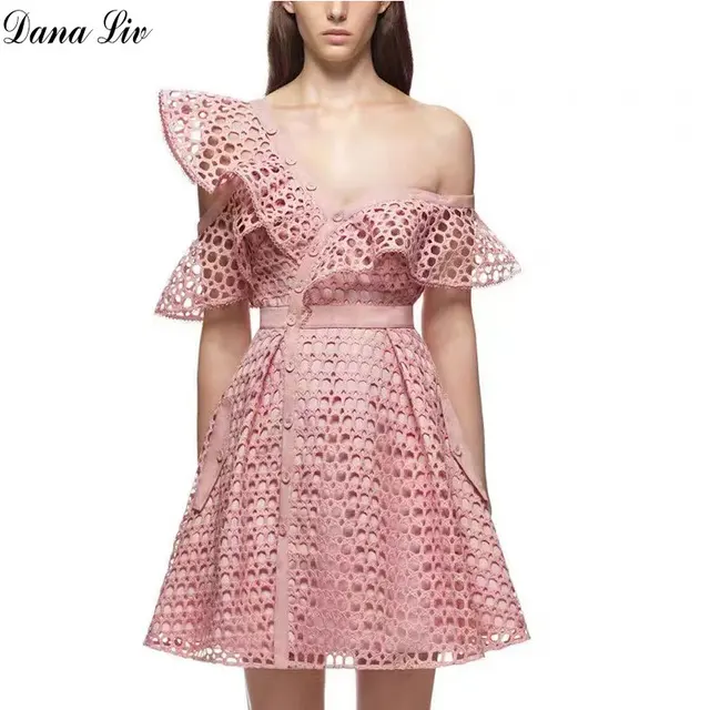 One Shoulder Guipure Lace Dress 2017 Summer Spring Self Portrait