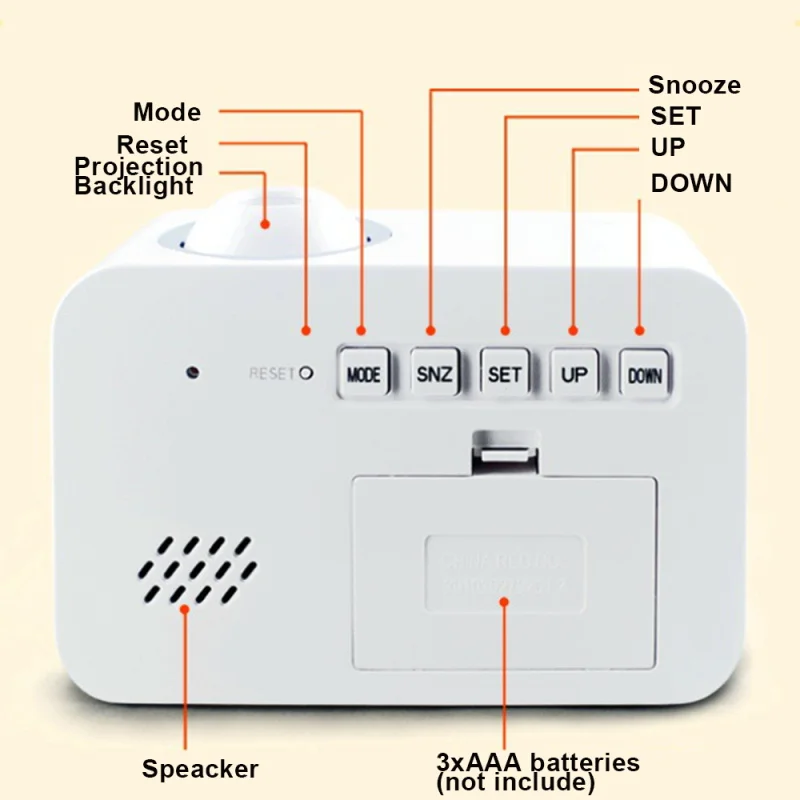 Будильник с проекцией времени, цифровой светодиодный термометр, функция повтора сигнала, подсветка, проектор, настольные часы с календарем