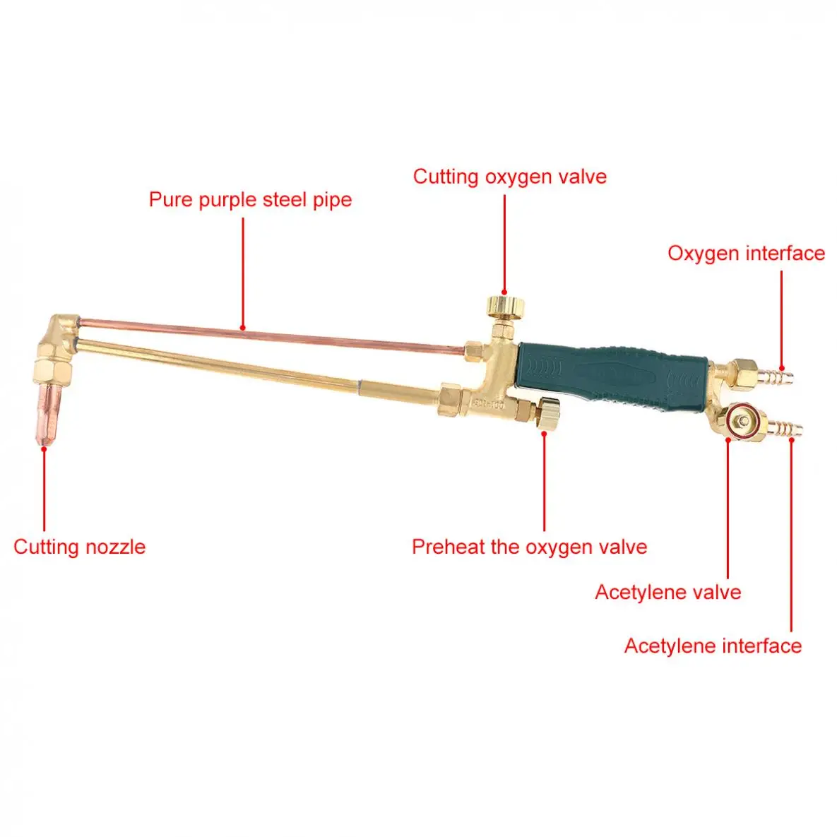 Медный дырокол, всасывающий фонарь, газовый сварочный пистолет с полностью фиолетовым медным режущим соплом, поддержка кислорода, ацетилена, пропана для нагревания