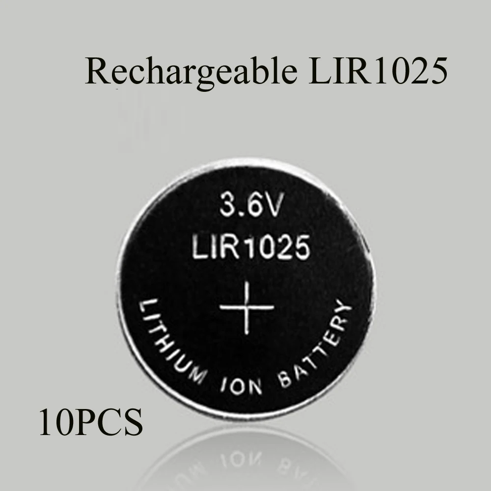 

Soravess 10PCS 3.6V LIR1025 Lithiium lir Ion Rechargeable Battery 8mAH Li-ion Button Coin Cell Replace For CR1025 CR 1025