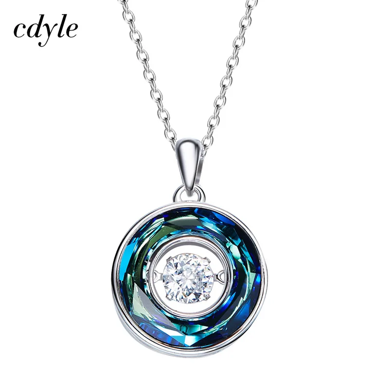 

Cdyle Dancing Stone Women Necklace & Pendants Crystals from Swarovski S925 Sterling Silver Fashion Jewelry Green Purple Bijoux