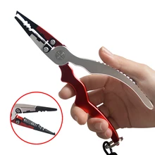 New Aluminum Alloy Fishing Pliers Split Ring Cutters Fishing Holder Tackle with Sheath & Retractable Tether Combo Hooks Remover