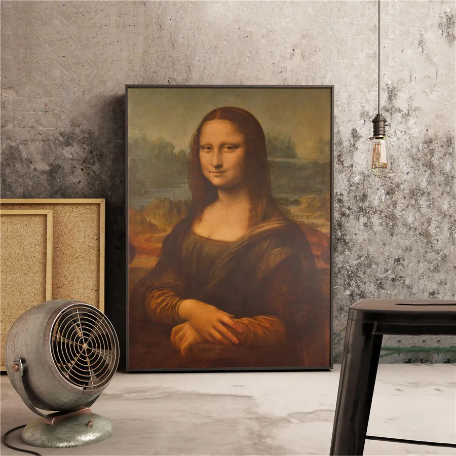Картина маслом Da Vinci Улыбка Моны Лизы ретро крафт бумага постер живопись бар