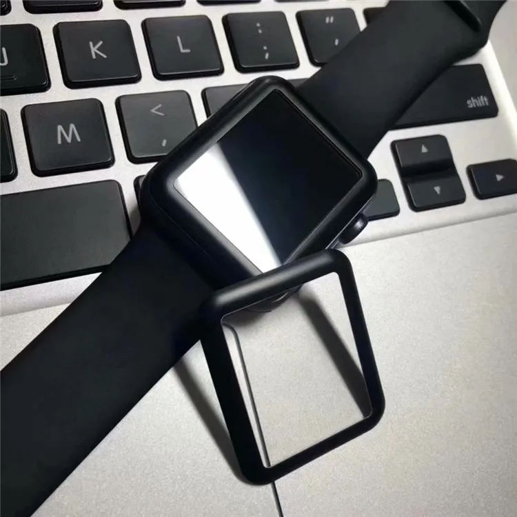 Suntaiho 5D полное покрытие стеклянная пленка для Apple Watch 42 38 мм серия 3 2 1 полная гелевая защита экрана титановый сплав fram для i Watch - Цвет: Black