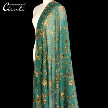 

CISULI 100% Silk Chiffon 6 momme 135cm Digital Printed Floral Pattern New Exclusive Desigual China Silk Free Shipping