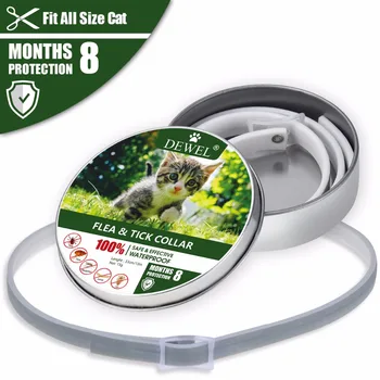 Dewel Herbal Cat Puppy Collar Anti Flea Mosquitoes Ticks Waterproof Cat Flea Collar for Small Dog Pet 8 Months Protection