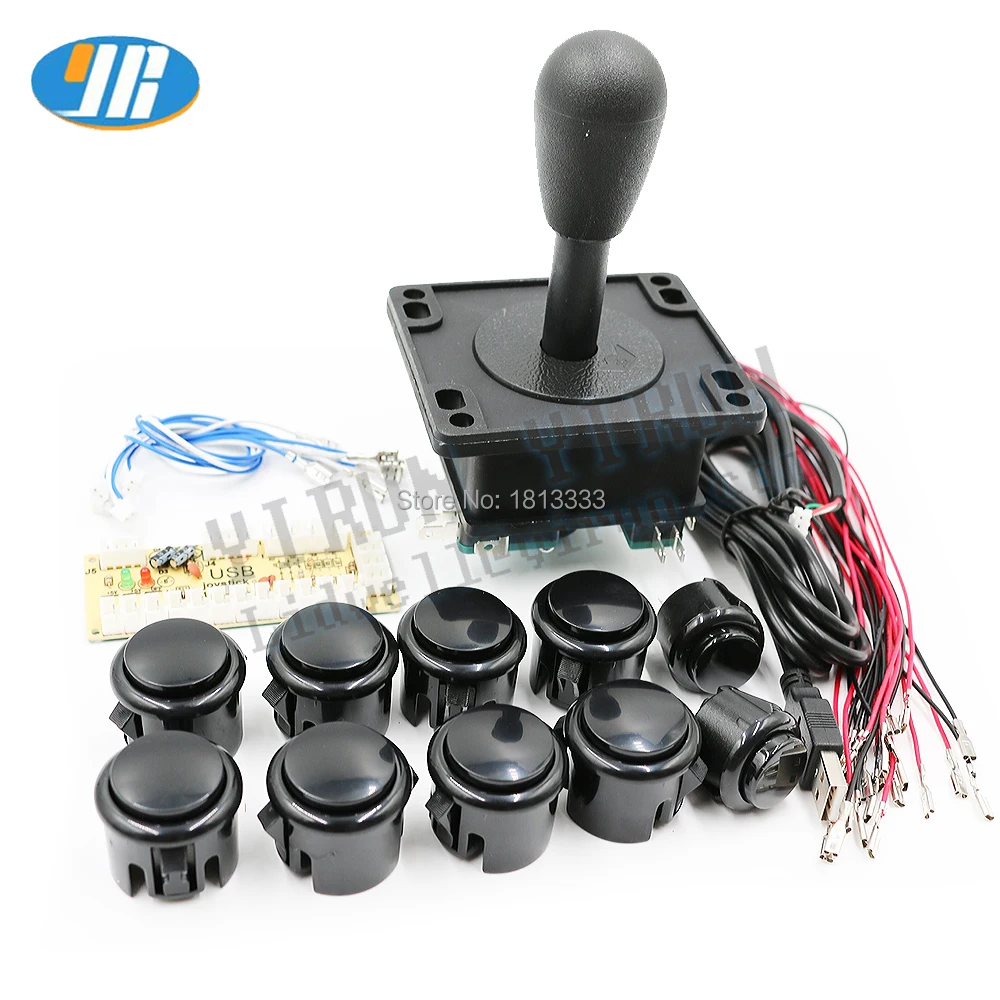

One Player Kit Zero Delay USB Arcade DIY Parts American HAPP Style Joystick Push Button PC Raspberry Pi 2 In 1 Encoder