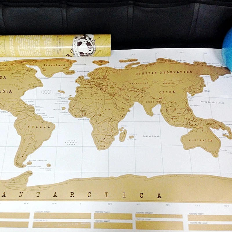 Póster de mapa del mundo para rascar de lujo con mapa gigante del mundo