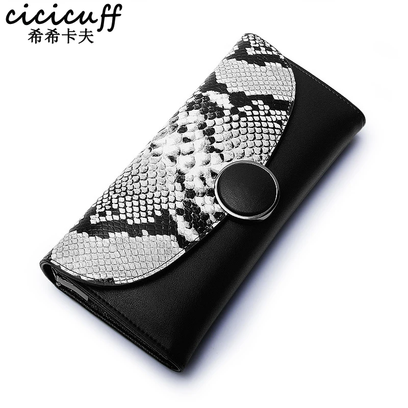 

CICICUFF Fashion Snake Pattern Lady's Day Clutches Long Wallet Clutch Genuine Leather Chain Messenger Bag Evening Bags for Women