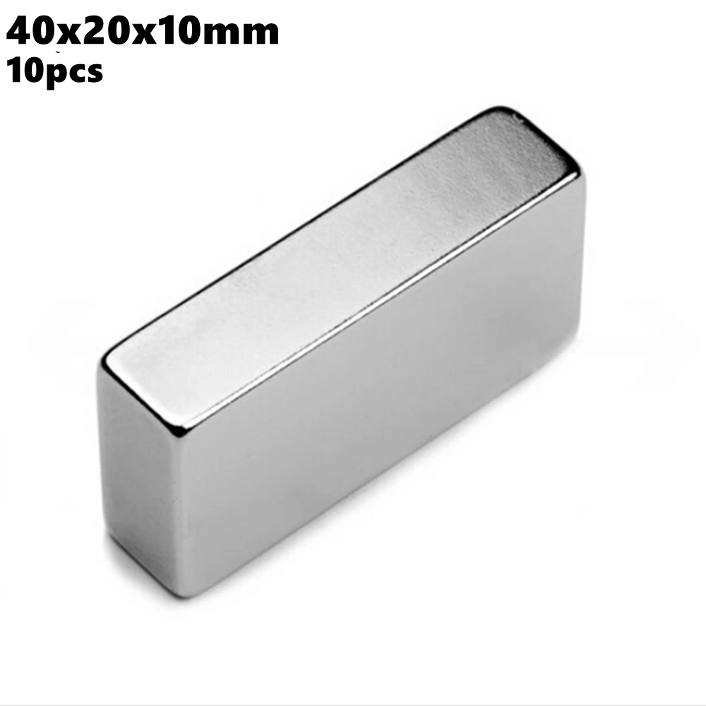 

10pcs 40*20*10 Super Powerful Strong Bulk Small Block NdFeB Neodymium Magnets 40mm x 20mm x 10mm N35 Rare Earth NdFeB