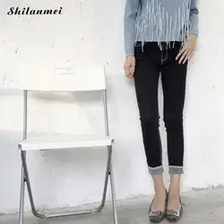 2017 весенние модные джинсы Для женщин карандаш Брюки для девочек Высокая Талия Джинсы для женщин пикантные узкие Узкие брюки Мотобрюки Fit Lady