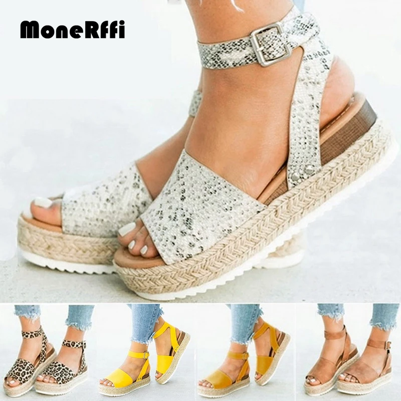 

MoneRffi Fashion Women Wedges Sandals Plus Size High Heels Summer Open Toe Sandals Casual Flop Platform Sandals Ladies 2019
