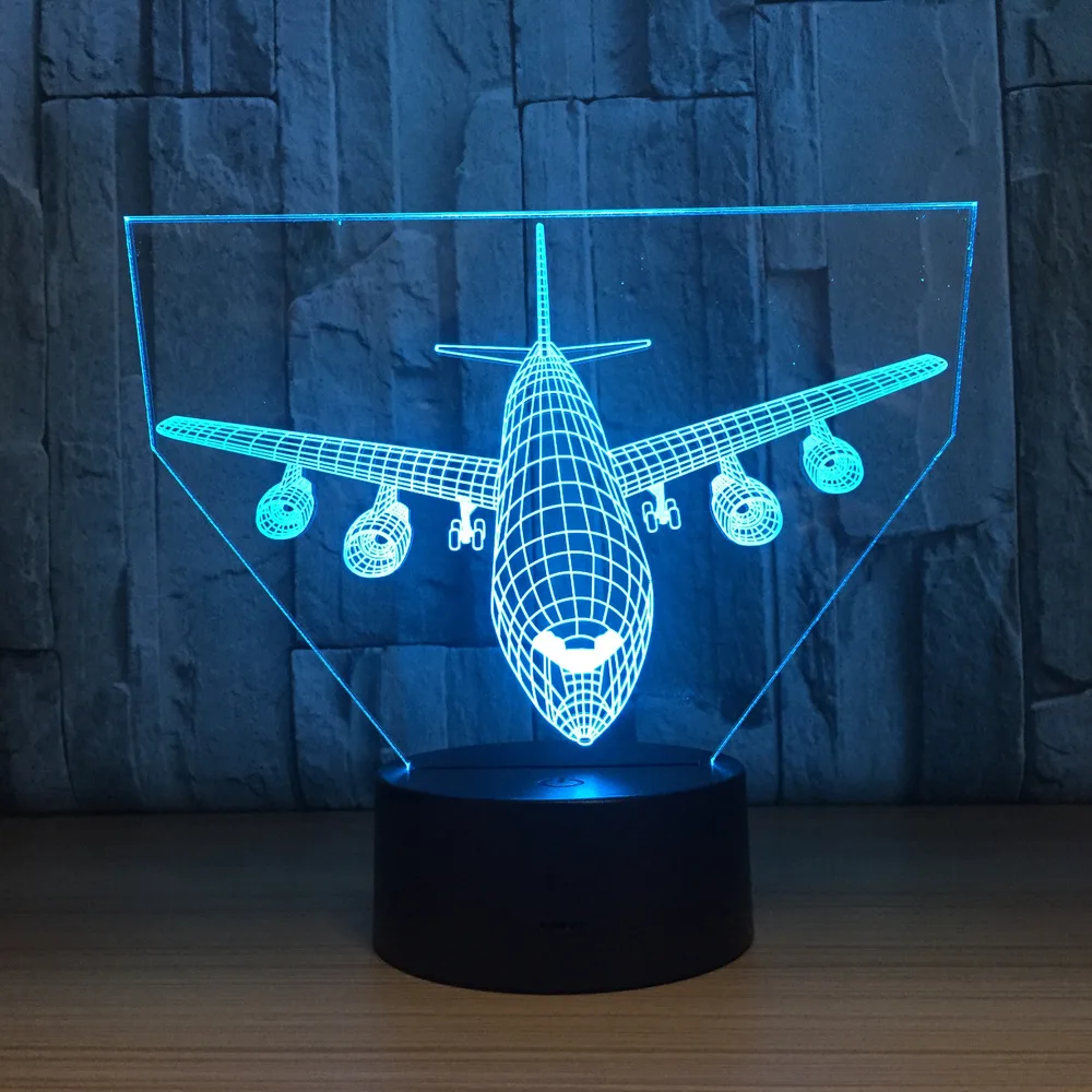 Airbus самолет 3D светодиодный светильник самолет настольная лампа детский подарок 3 цвета или 7 цветов смена настроения лампа сенсорная или Удаленная Ночная лампа
