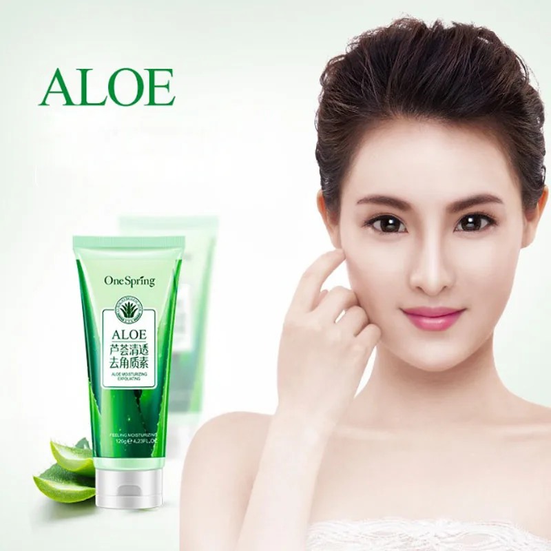 

Aloe Facial Cleanser Natural Organic Facial Exfoliator Exfoliating Cream Whitening Peeling Cream Gel Face Facial Scrub Removal