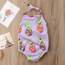 CHAMSGEND/детское бикини без рукавов для маленьких девочек; пляжный Цельный купальник с рисунком ананаса; купальник с открытыми плечами и бантом; P35