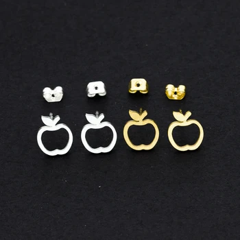 

Wholesale 10Pairs Gold Mother Gifts Earring Cute Fruit Apple Stud Earrings For Women Lady Girl Bijoux Femme New Arrive 2018