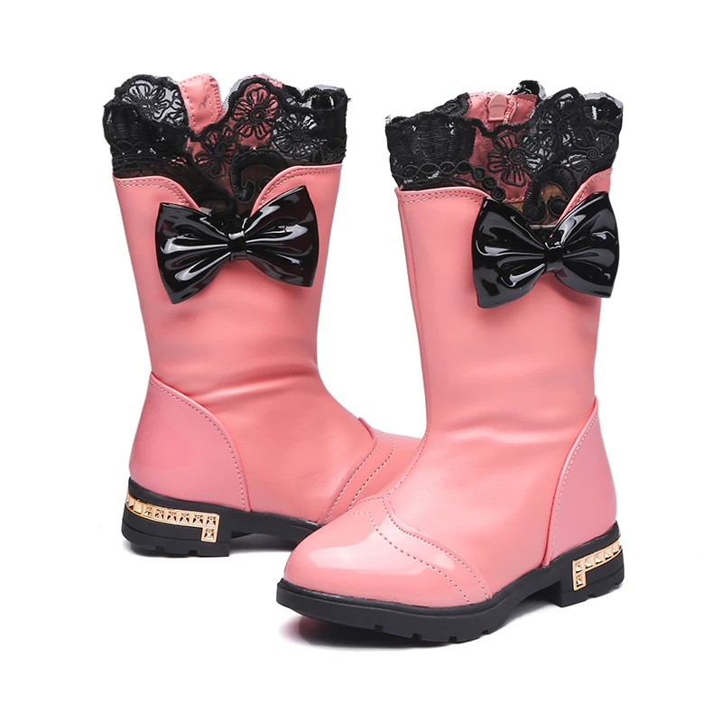 

2019Autumn and winter female child boots children shoes child cotton-padded shoes snow boots high boots