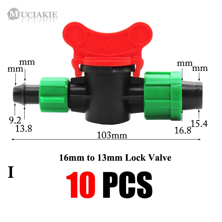 MUCIAKIE лента для капельного орошения шланг трубки садовые соединители для воды 4 8 16 20 25 мм Barb адаптер 1/" до 16 мм замок с отключением - Цвет: IxAB322CL